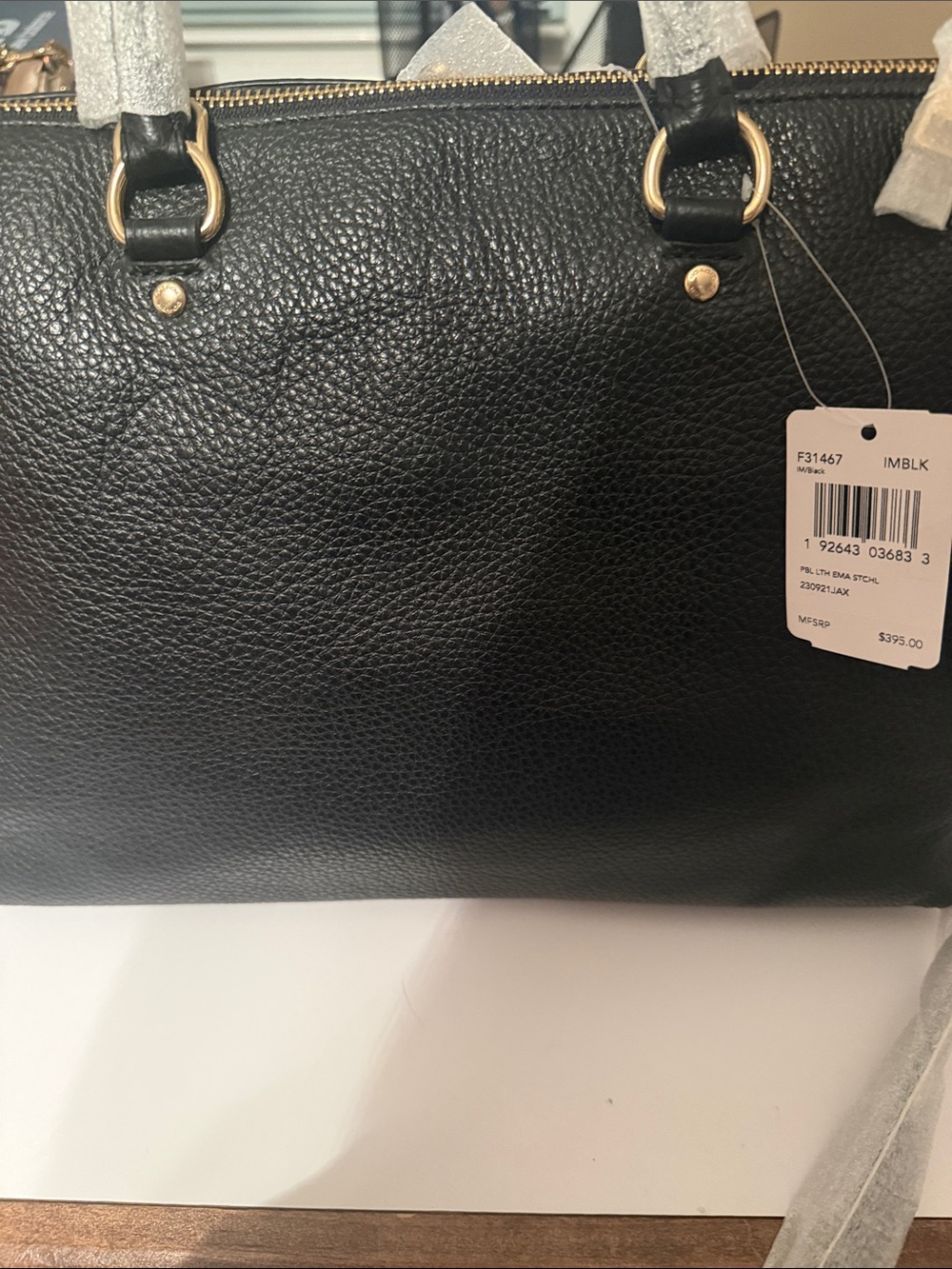COACH Black Pebbled Leather Satchel with Gold Hardware - Picture 2 of 2